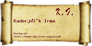 Kaderják Irma névjegykártya